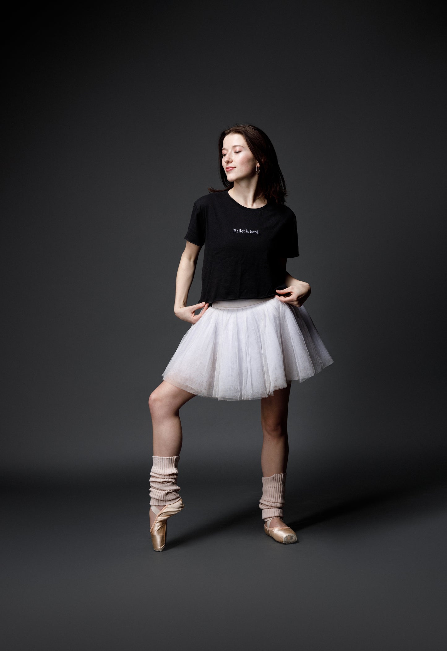 Ballet is hard. Embroidered cropped tee