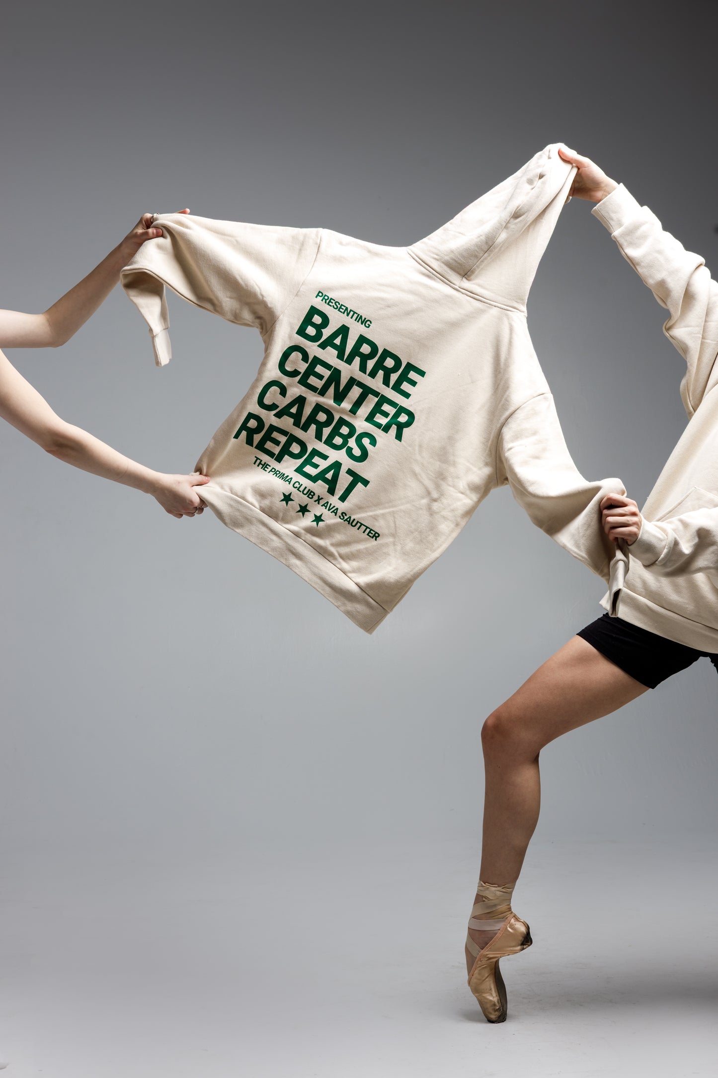 Ava Sautter's BARRE CENTER CARBS REPEAT HOODIE.