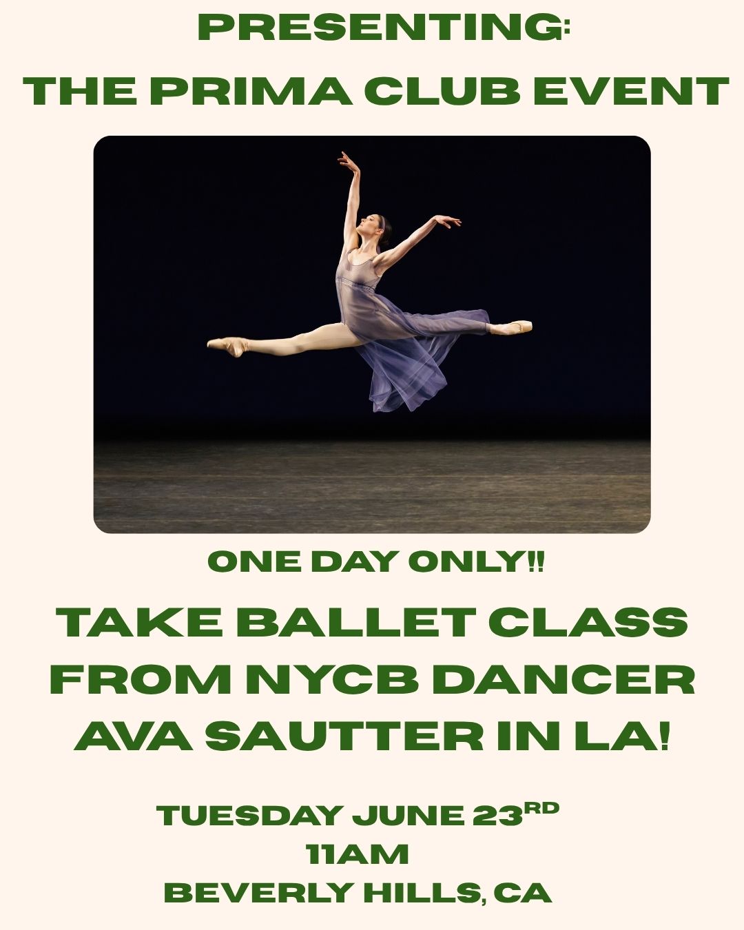 THE PRIMA CLUB EVENT! Ballet class + Shop and Connect!