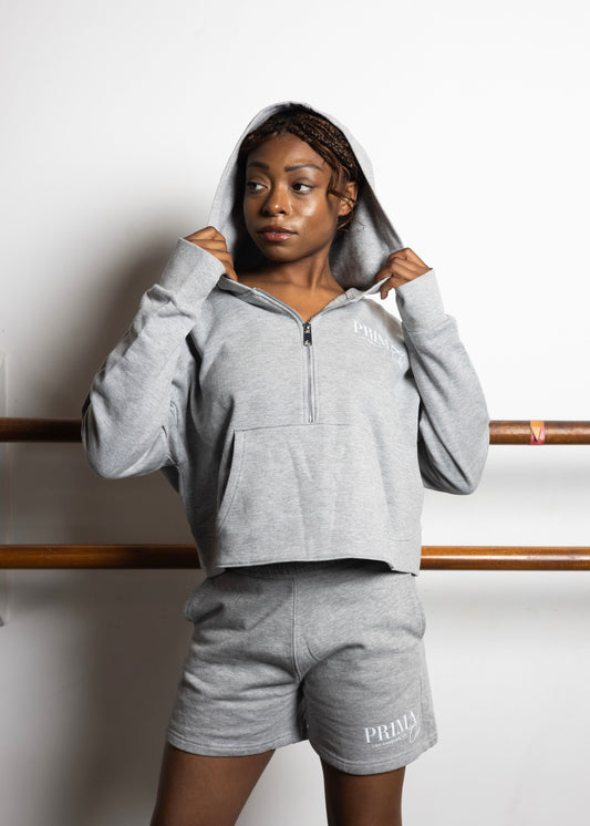 grey cropped zipup sweatshirt