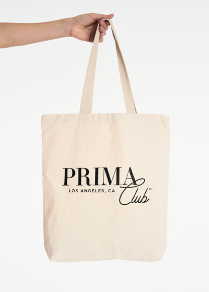 canvas tote bag with Black Prima Club Logo